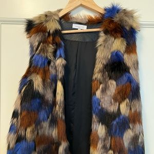 Faux fur multi colored vest